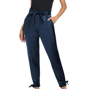 Grace Karin navy satin pants, 2XL